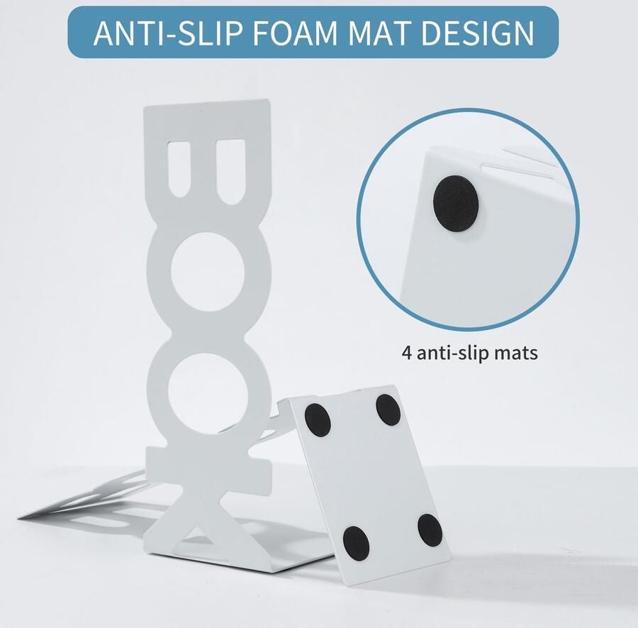 Boraboi Stijlvolle Metalen Boekenhouders Set van Vier voor Bureau en Boekenkast Organisatie