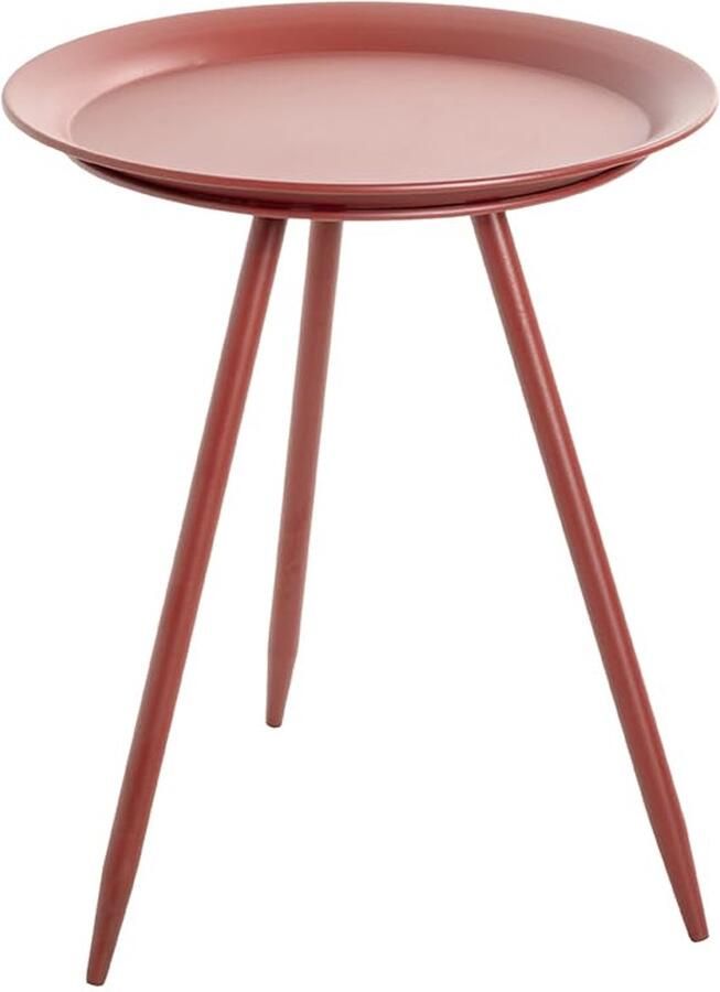 Boraboi Stijlvolle Moderne Bijzettafel van Rood Gelakt Metaal voor Woonkamer of Kantoor