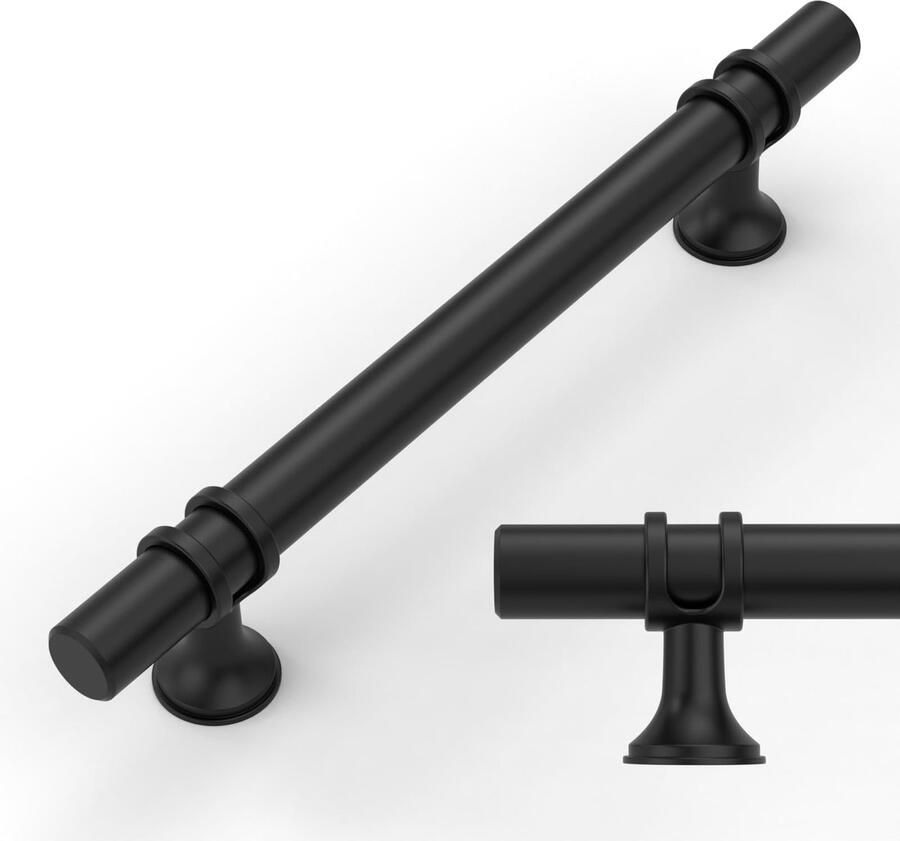 Boraboi Stijlvolle Set van 10 Zwarte Meubelgrepen voor Keuken en Kledingkast met 128 mm Gatafstand