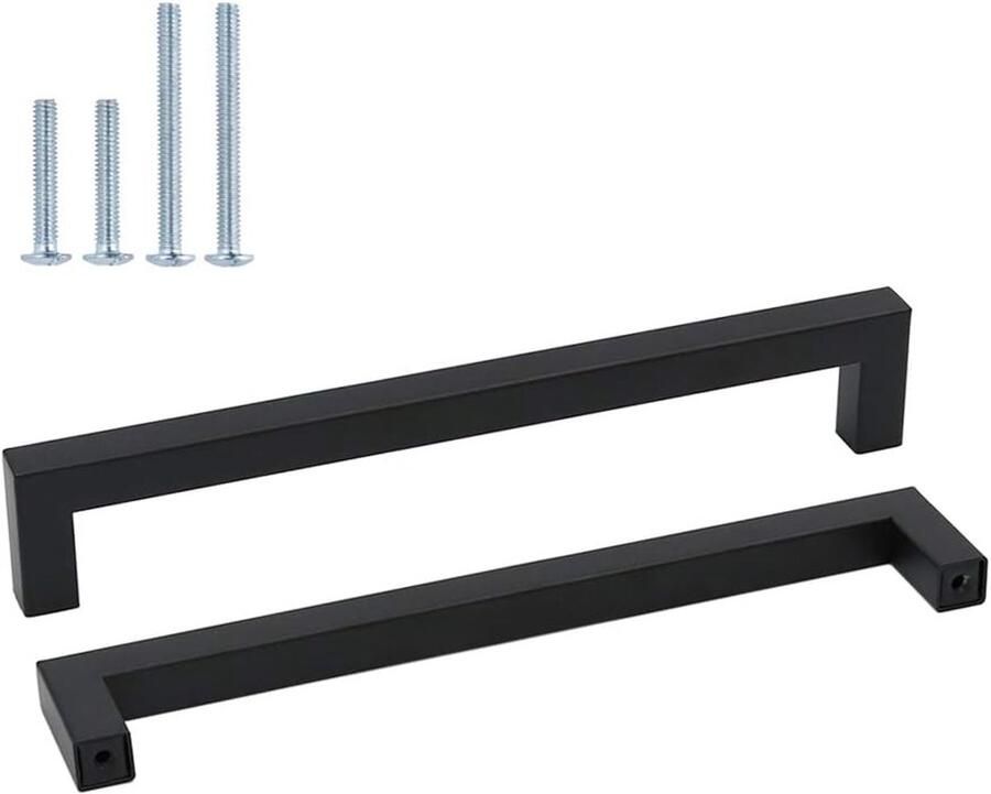 Boraboi Stijlvolle Vierkante Zwarte Handgreep voor Keukenlades en Kastjes Roestvrij Stalen Design