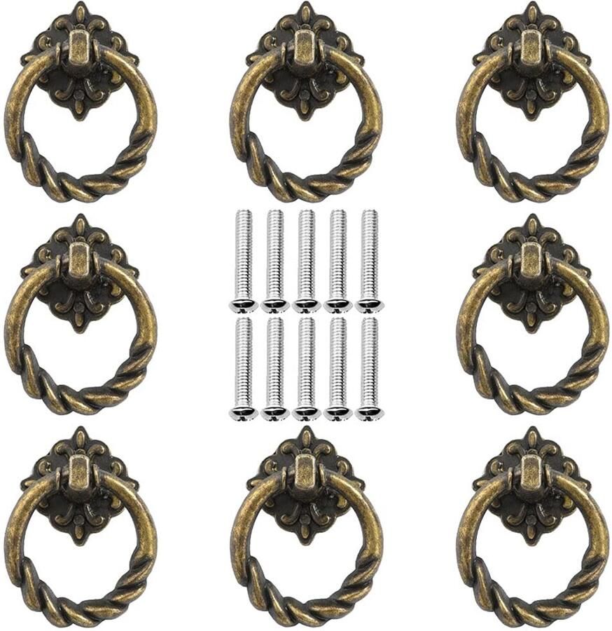 Boraboi Stijlvolle Vintage Metalen Kastknoppen Set van 8 voor Meubels en Deuren met Schroeven