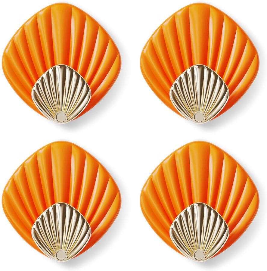 Boraboi Stijlvolle Zelfklevende Wandhaken voor Badkamer en Kleding zonder Boren in Oranje Schelpdesign