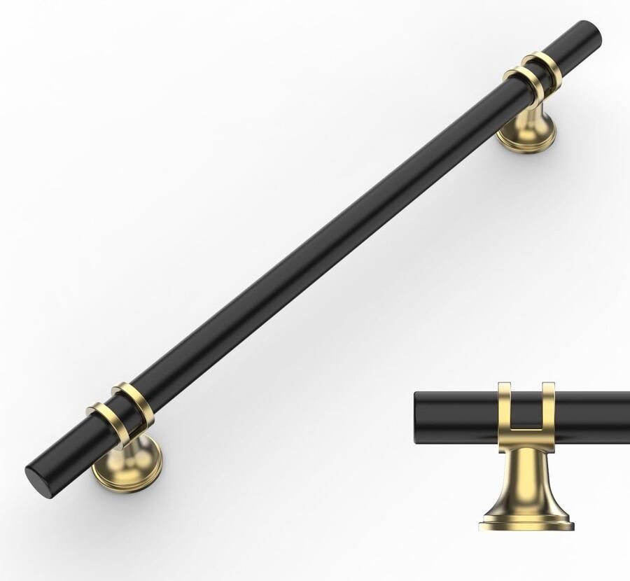 Boraboi Stijlvolle Zwart-Gouden Meubelgrepen Set van 10 voor Keuken en Kledingkasten Gatafstand 192 mm