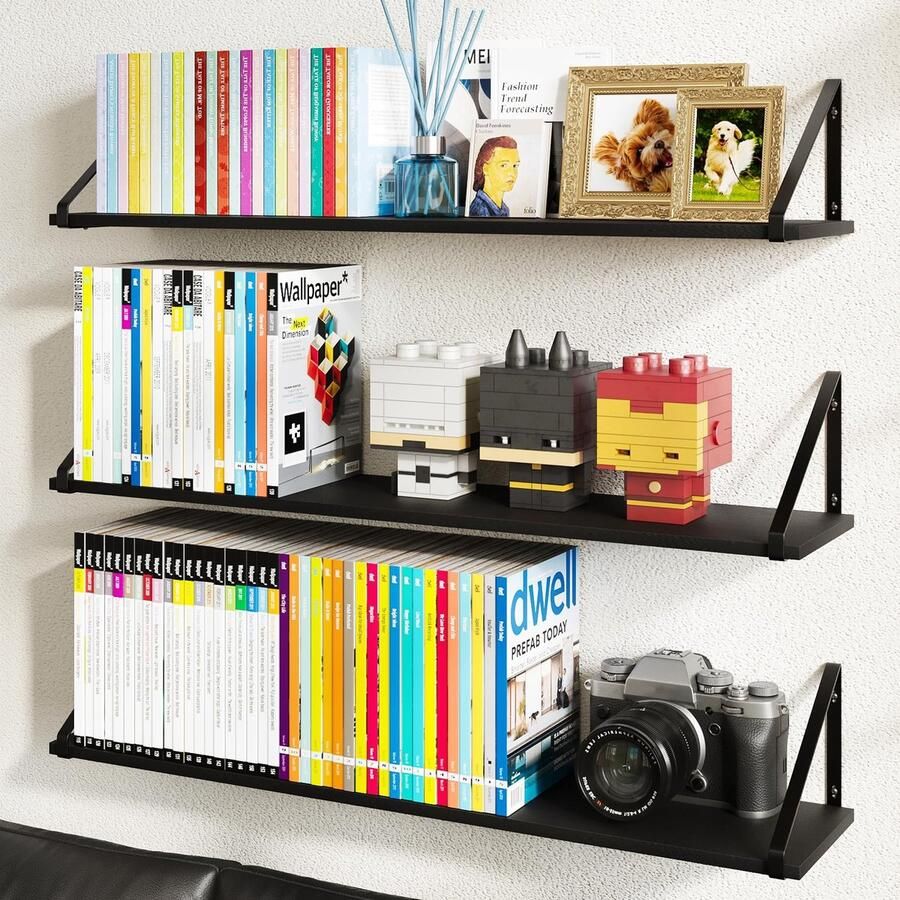 Boraboi Stijlvolle Zwevende Houten Wandplanken Set van 3 voor Elke Kamer in Huis