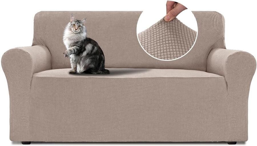 Boraboi Stretchbare Antislip Bankhoes voor 2-Zitsbanken met Armleuningen en Wasbare Bescherming voor Huisdieren