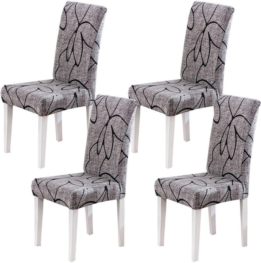 Boraboi Stretchbare en Wasbare Stoelhoezen voor Eetkamerstoelen Set van 6 voor Feesten en Restaurants