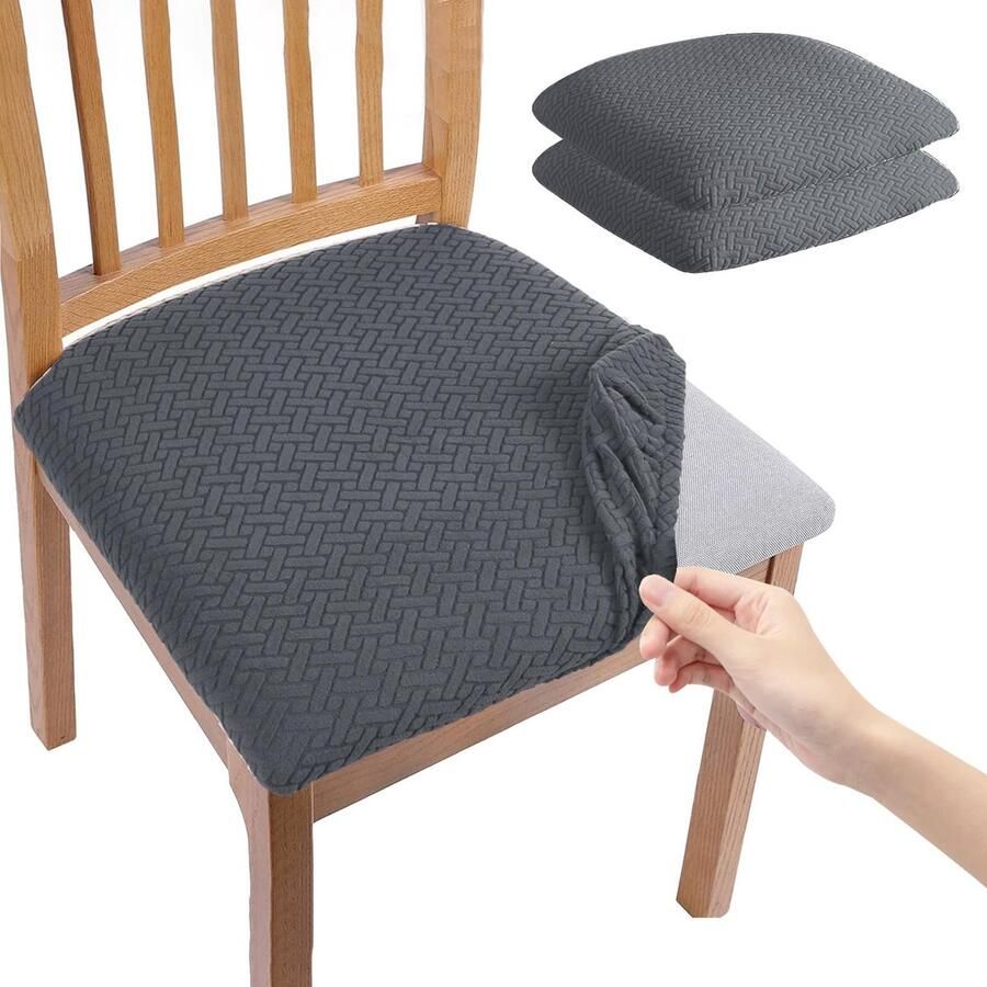 Boraboi Stretchbare Stoelhoezen voor Eetkamerstoelen Bescherming en Stijl in Donkergrijs Set van 2