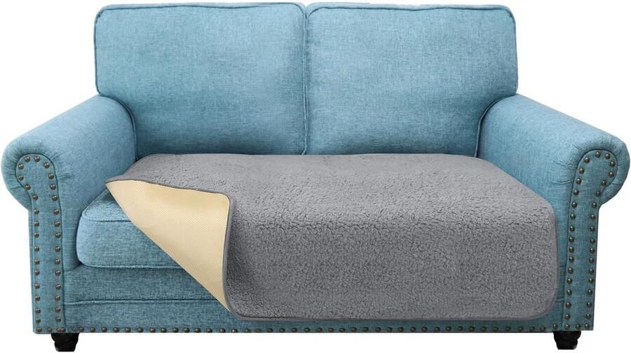 Boraboi Super Soft Dikke kussenhoezen voor bank antislip voor 2-zitsbank kussensloop voor huisdieren (2-zits lichtgrijs)