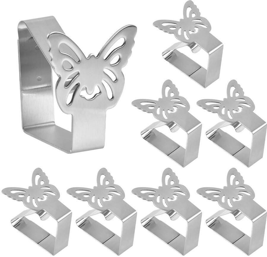 Boraboi Tafelkleedklemmen van Roestvrij Staal voor Binnen en Buiten Gebruik Set van 8 Stuks