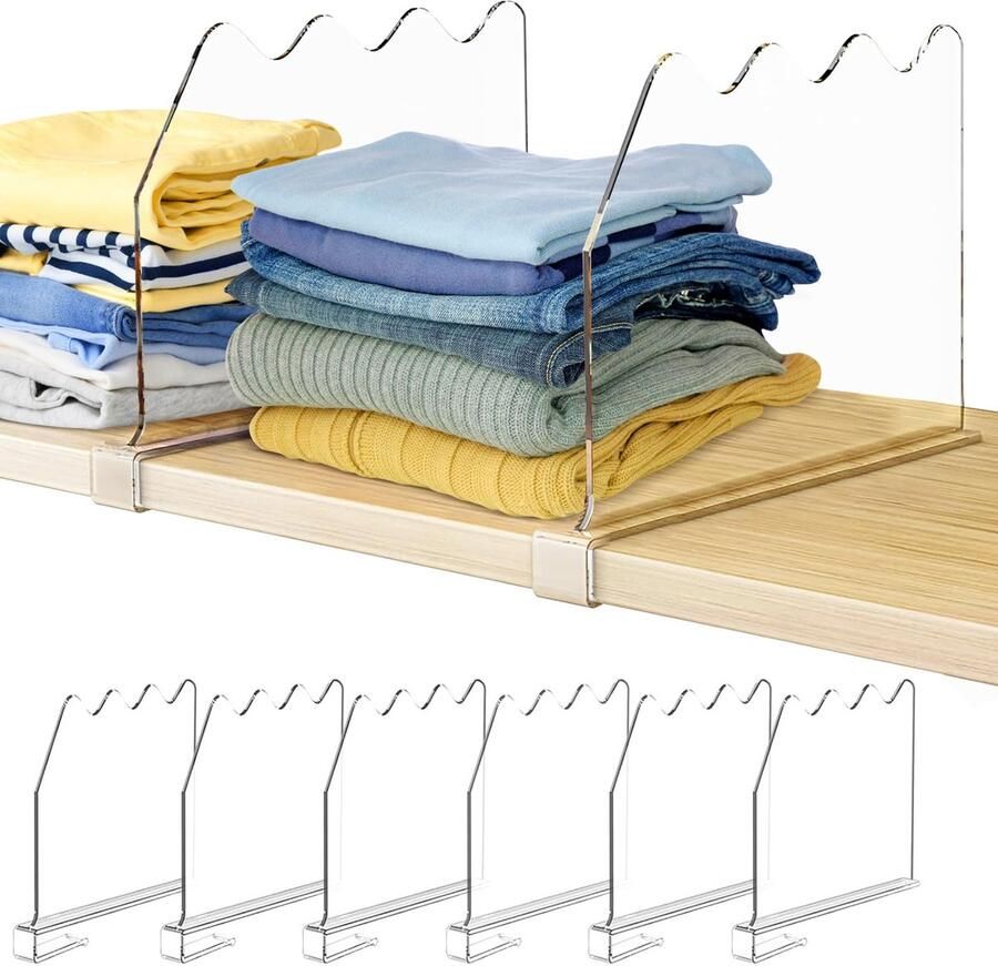 Boraboi Transparante en Verstelbare Acryl Schapverdelers voor Georganiseerde Opslag in Huis en Kantoor