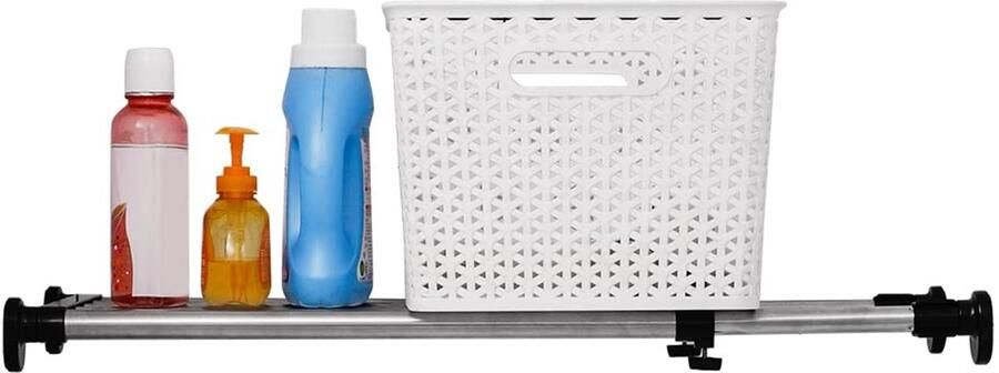 Boraboi Uittrekbaar Telescoop Organizer Rek voor Kledingkast en Opbergruimte zonder Boren Zwart