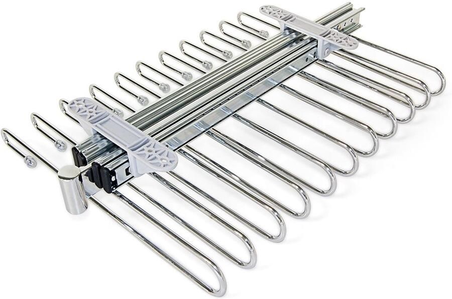 Boraboi Uittrekbare broekhanger voor kledingkast met 11 verchroomde ophanghaken