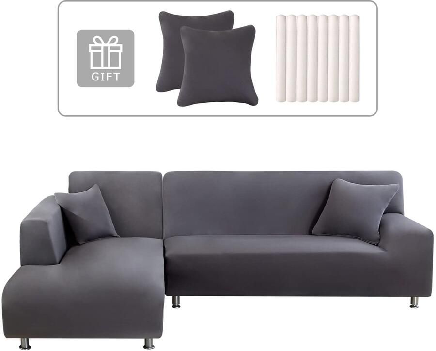 Boraboi Universele Stretch Hoes voor Hoekbank met Kussenslopen Geschikt voor L-vormige Banken
