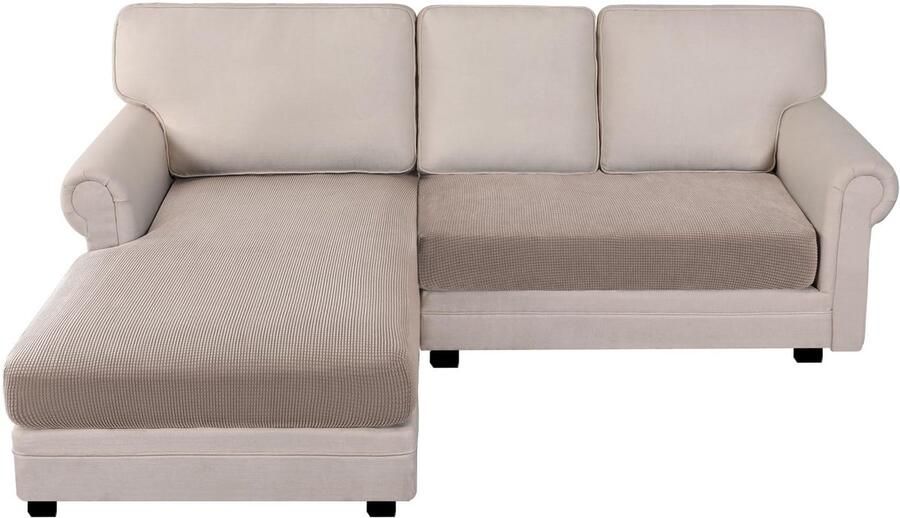 Boraboi Universele Stretch Hoes voor L-vormige Bank met Antislip en Elastisch Design in Zandkleur