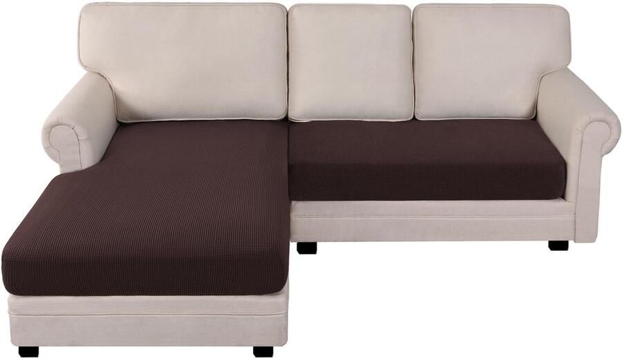 Boraboi Universele Superzachte Elastische Bankhoes voor 2-zitter met Chaise Longue in Bruin