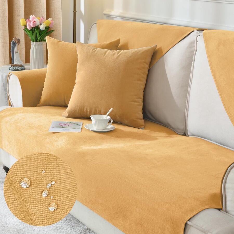 Boraboi Universele Waterdichte Bankhoes voor Zitbanken met Antislip Design Geel 70 x 120 cm