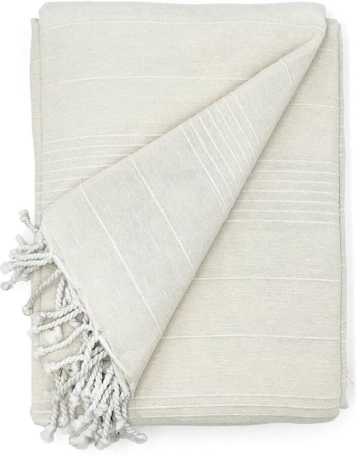 Boraboi Veelzijdige ecru deken voor bed en bank met luxe uitstraling 260x300cm ecru