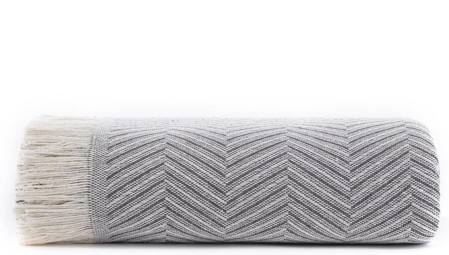 Boraboi Veelzijdige Woondeken voor Bank en Bed met Visgraatmotief in Donkergrijs 125 x 180 cm