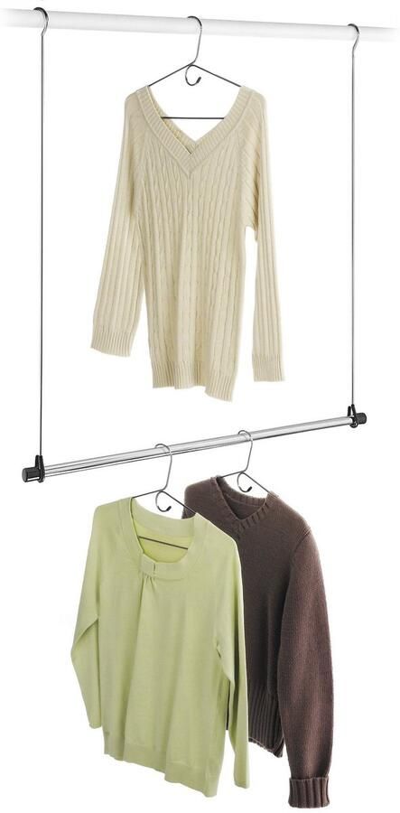 Boraboi Verstelbare dubbele kledingstang voor een georganiseerde kledingkast zwart 86x77cm