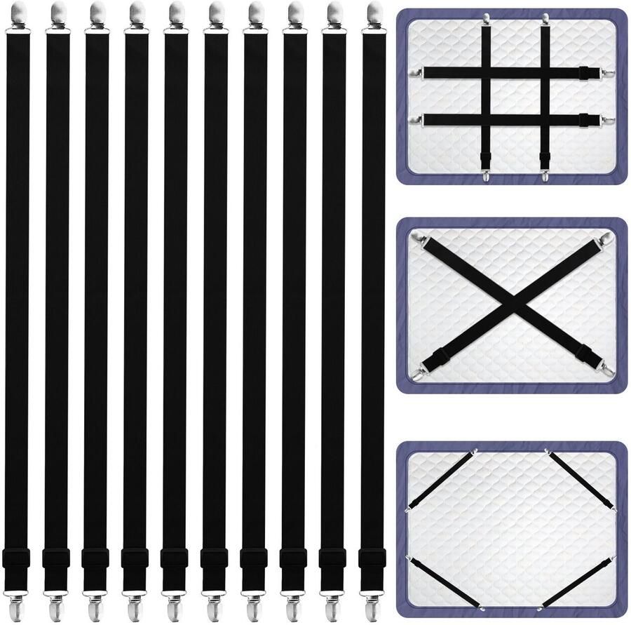 Boraboi Verstelbare Elastische Bedlakenspanners Met Metalen Clips Voor Perfecte Pasvorm