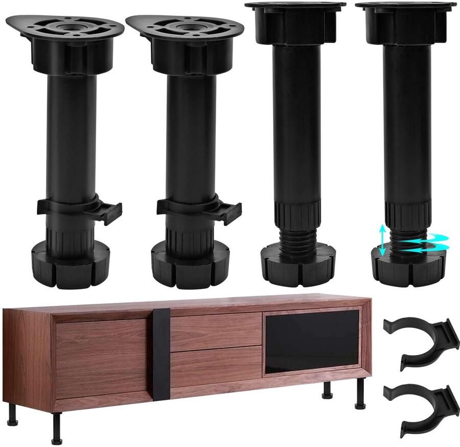 Boraboi Verstelbare en Stabiele Meubelpoten voor Meubels Set van 4 Stuks Hoogte 15-18 cm