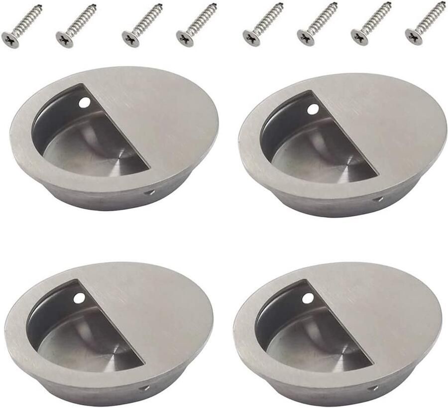 Boraboi Verzonken Ronde Schuifdeurgrepen van Roestvrij Staal met Onzichtbare Montage voor Meubelen