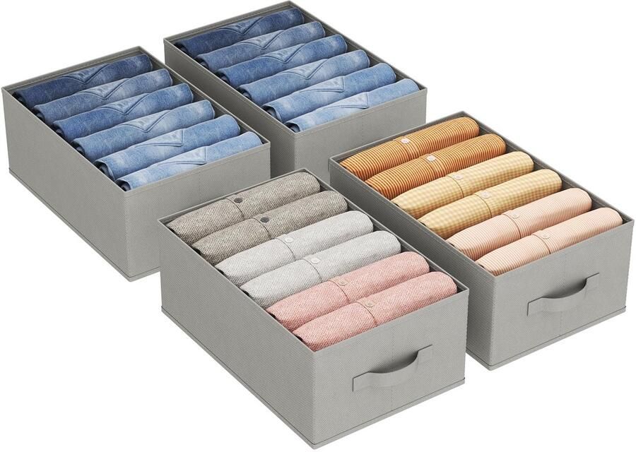 Boraboi Vierdelige set opvouwbare kledingorganizers met zes vakken voor kast