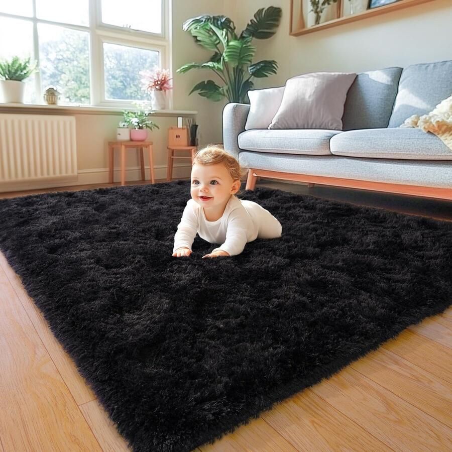 Boraboi Vloerkleed Luxe Hoogpolig Zacht en Pluizig voor Woonkamer en Slaapkamer 120 x 160 cm