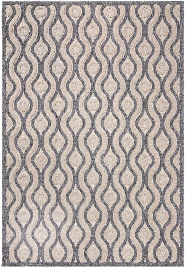 Boraboi Vloerkleed voor Binnen en Buiten met Weerbestendig Geometrisch Patroon Waterafstotend 140 x 200 cm Beige-Grijs