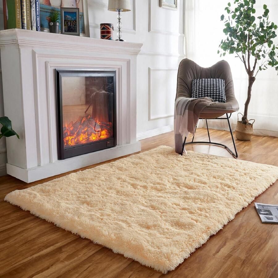 Boraboi Vloerkleed voor Woonkamer met Hoogpolige Textuur en Zachte Antislip Onderlaag Beige Kleur 60x120 cm