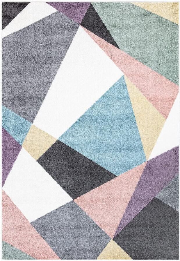 Boraboi Vrolijk Vloerkleed voor Kinder- en Tienerkamer met Modern Geo-Patroon 80x150 cm Kleurrijk en Laagpolig