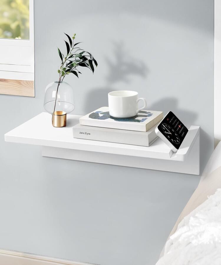 Boraboi Wandgemonteerde Minimalistische Nachtkastje met Opbergruimte en Telefoonsleuf voor Slaapkamer en Kinderdomein