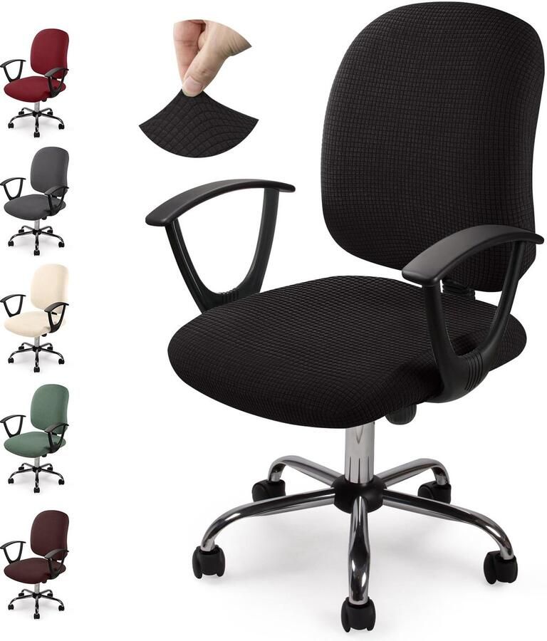 Boraboi Wasbare Elastische Stoelhoes Voor Bureaustoel Met Jacquard Patroon In Zwart