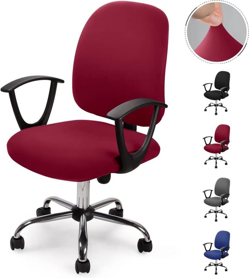 Boraboi Wasbare en Elastische Stoelhoezen voor Bureaustoelen met Armleuningen en Draaibare Zitting