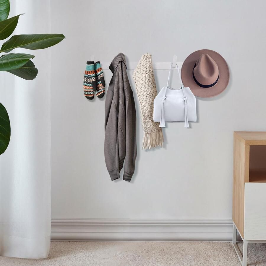 Boraboi Kledinghaken Wandkapstok Met 12 Haken Voor Jassen Tassen Hoeden En Meer Wit Ontwerp