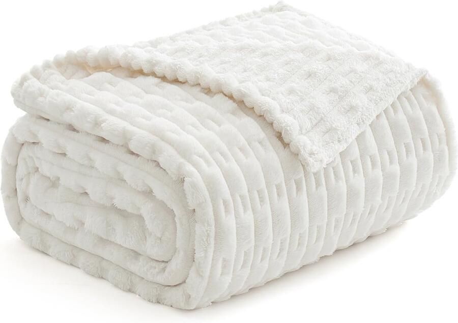 Boraboi Zachte en Warme Flanellen Dekbedsprei voor Slaapkamer en Bank wit 150x200cm