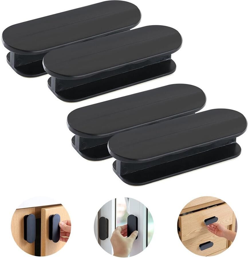 Boraboi Zelfklevende Handgrepen voor Kasten en Deuren Set van 4 Eenvoudige Installatie zonder Boren