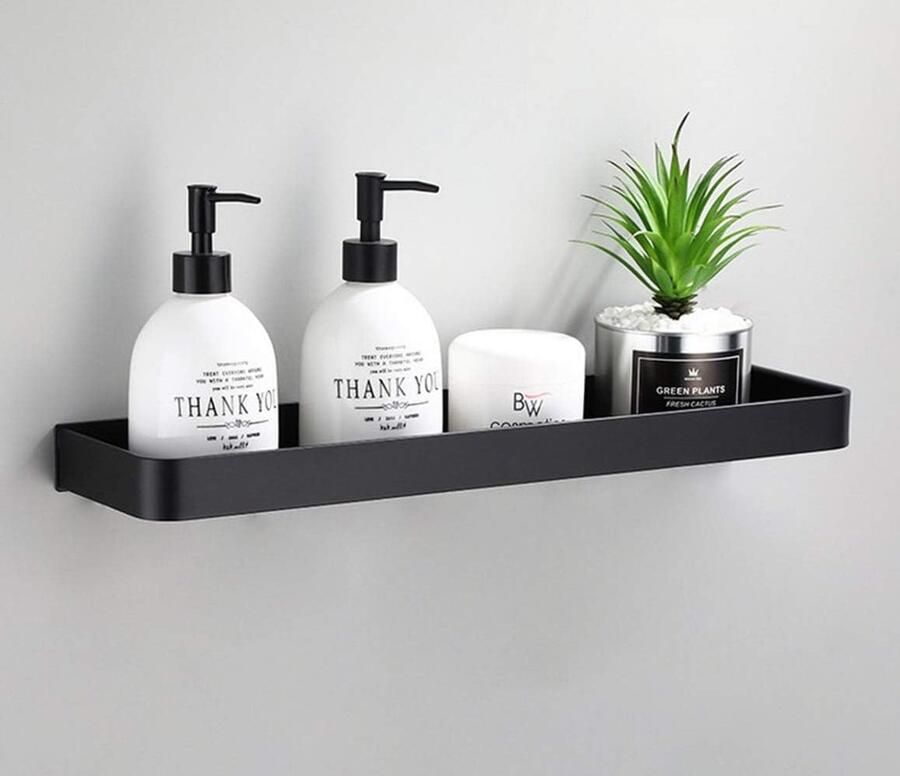 Boraboi Zwart metalen zwevend wandrek met haken voor ruimtebesparing en organisatie