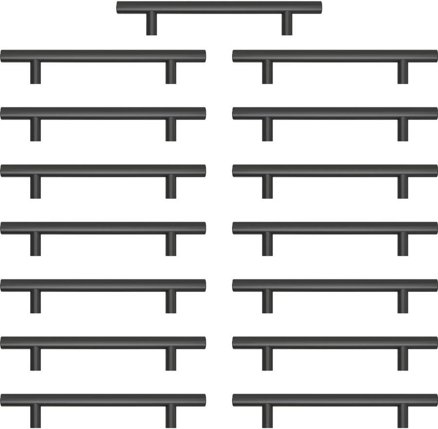 Boraboi Zwarte Handgrepen voor Keuken- en Kastdeuren in Stijlvol Design Set van 15 Stuks