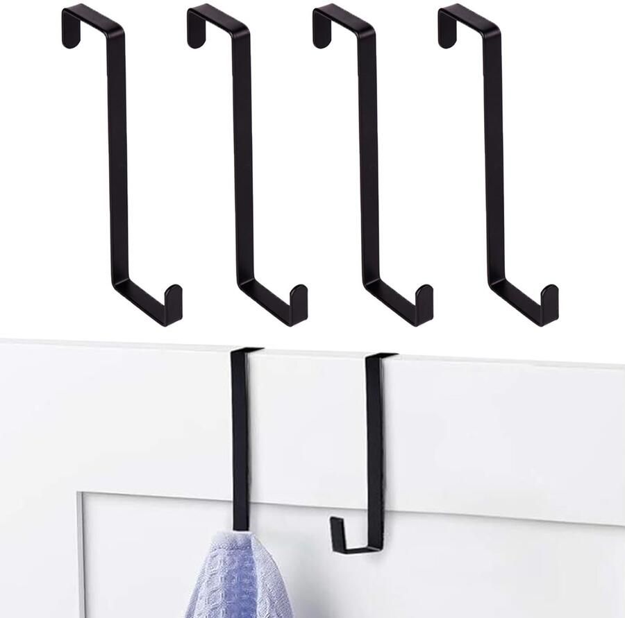 Boraboi Zwarte Metalen Deurhaken voor Optimaal Gebruik van Opbergruimte Geschikt voor Deuren 15 kg Capaciteit