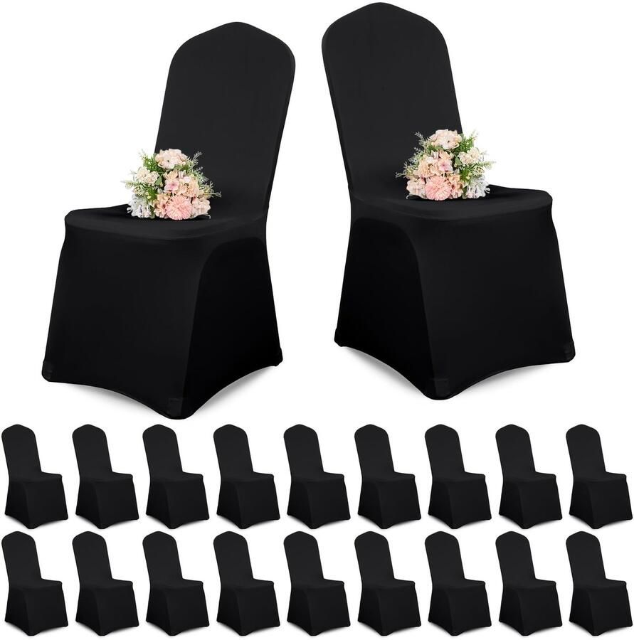 Boraboi Zwarte stretch stoelhoezen set van 20 stuks voor veelzijdige decoratie en bescherming