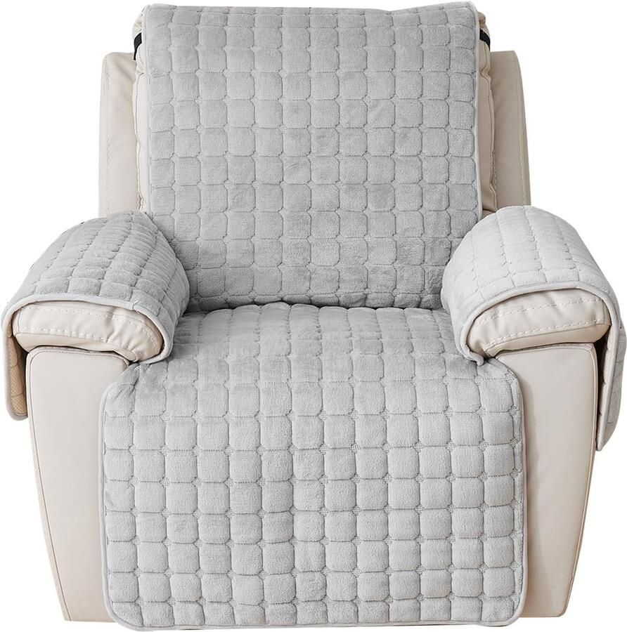 BORDEAG fauteuilbeschermer met armleuning premium fauteuilbeschermer voor tv-fauteuils met zakken Grijze fauteuilbeschermer fauteuilkussen (53x190cm) bescherming