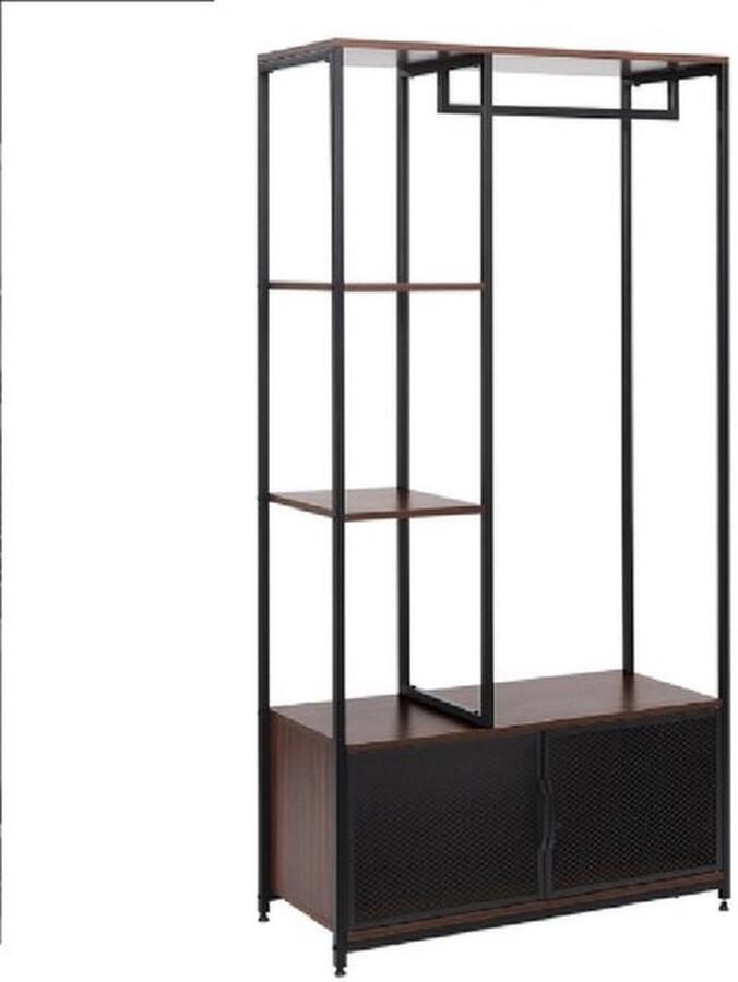 Boriso Houten Kledingkast Open Kapstok Vakkenkast Kledingrek Voor Woonkamer Slaapkamer & Gang 90x40x167 cm Donker Hout