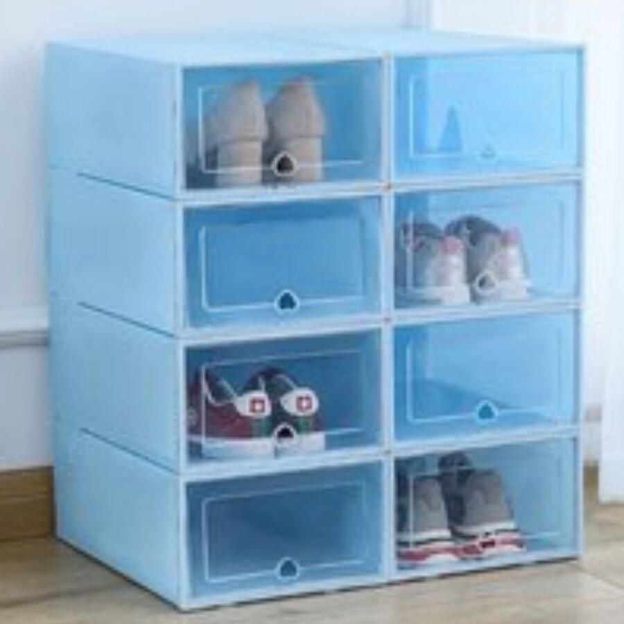 Boriso Schoenenkast Schoenen Dozen Opbergdozen Schoenen Organizer Opvouwbaar En Stapelbaar 6 Stuks Blauw 34x24x14 cm