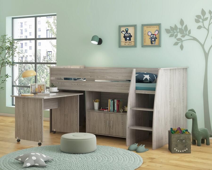 Born Lucky Halfhoogslaper Beau 90 x 200 cm Grijs