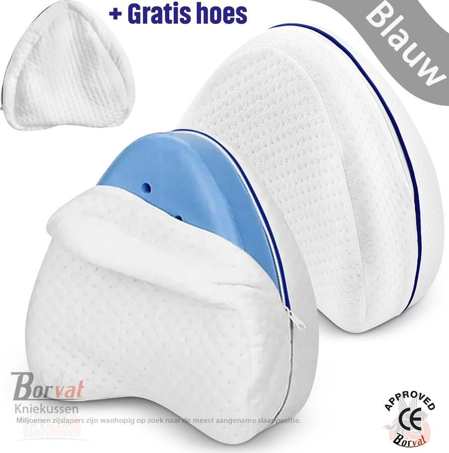 Borvat Knee Kniekussen – Zijslaper -Zijslaapkussen Voor In Bed -Orthopedisch Beenkussen Traagschuim -Zwangerschapskussen Blauw