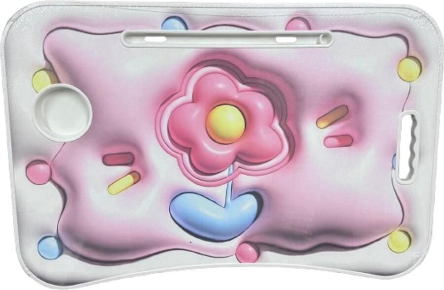 Borvat Laptoptafel Kinderen – Bloemen Design – Opvouwbaar met Bekerhouder & Tablethouder