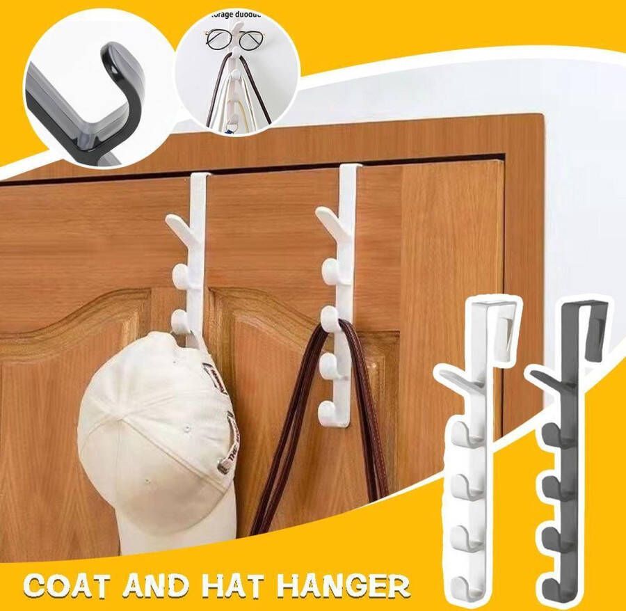 Merklose- bovat 5 lagen over deurhaken hoeden hanger 2 stuks Verticaal hangend jasorganizerrek voor rugzak portemonnee tassen sjaalsleutels