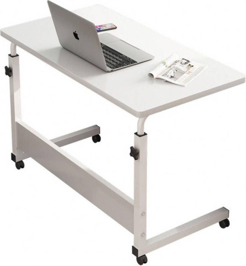 Borvat IBBO Bijzettafel Laptop Tafel Bedtafel Bureautafel Computertafel -Laptoptafel Verstelbaar bureau Wit 60x40 cm