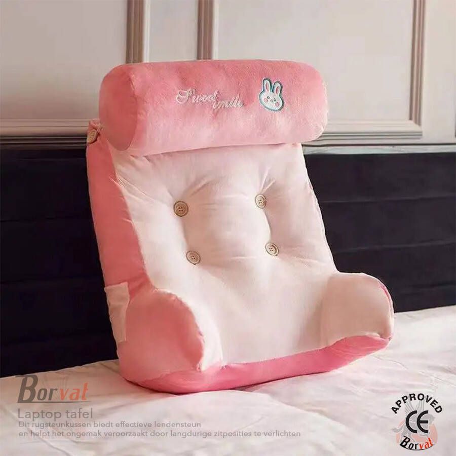 Borvat Rugleuning Kussen Bedrust Leeskussen Wasbaar Afneembaar Rugsteun Kussen voor Bureaustoel Nachtkastje Roze